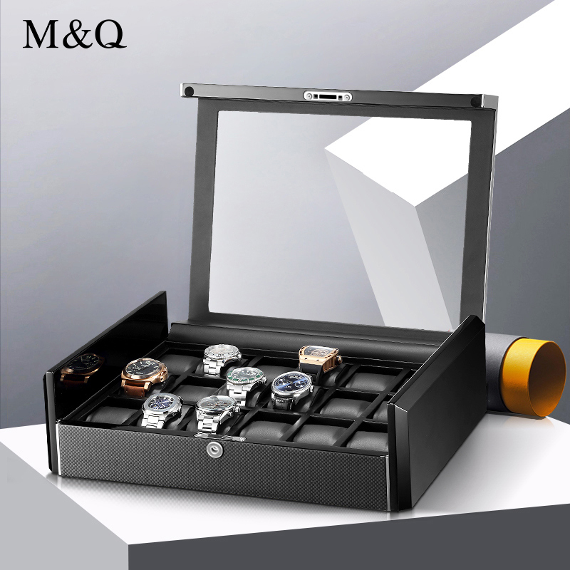 Watch Display Storage Box Carbon Fiber - M&Q Men Carbon Fiber Watch Storage