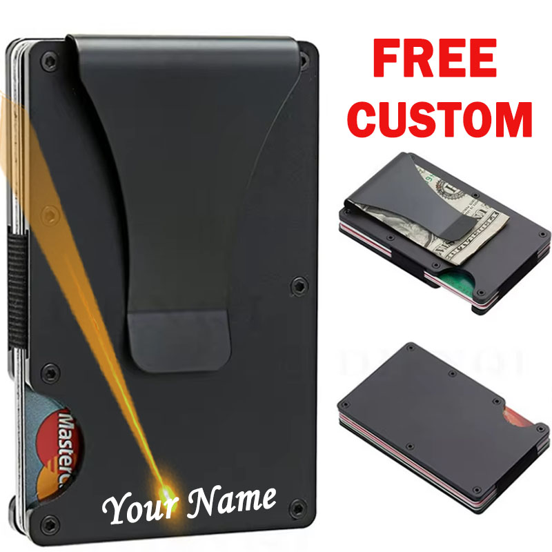 Money Clip Minimalist Rfid Blocking - Custom Name Men Wallet Front Pocket