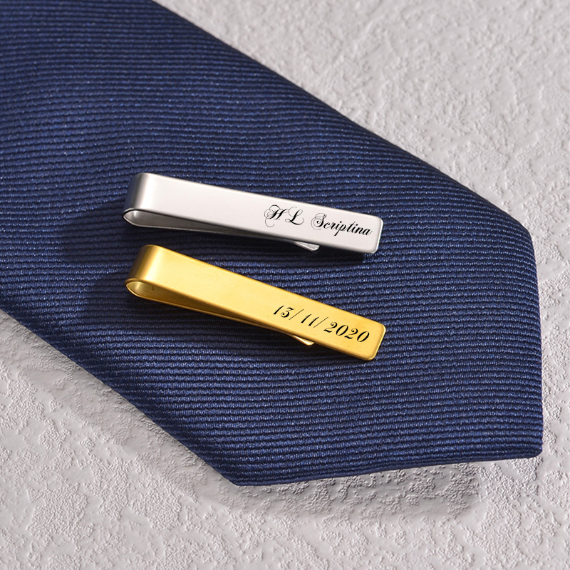 Stainless Steel Engraved Name  - огляд і ціна Tie Clip Bar Set Stainless Steel