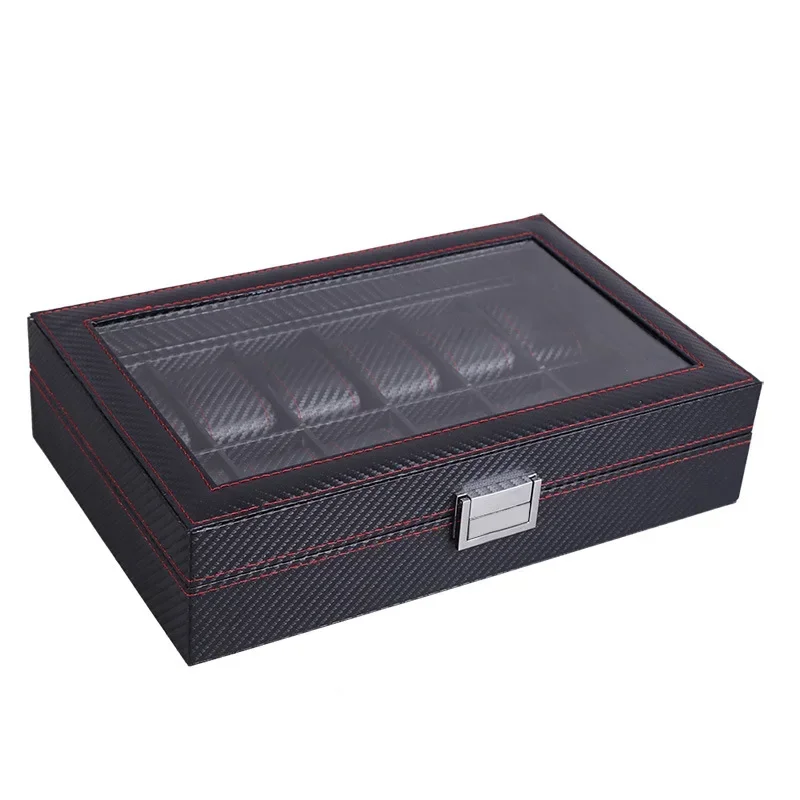 OEM PU Leather Carbon Fiber Te - огляд і ціна Watch Display Storage Box Carbon Fiber