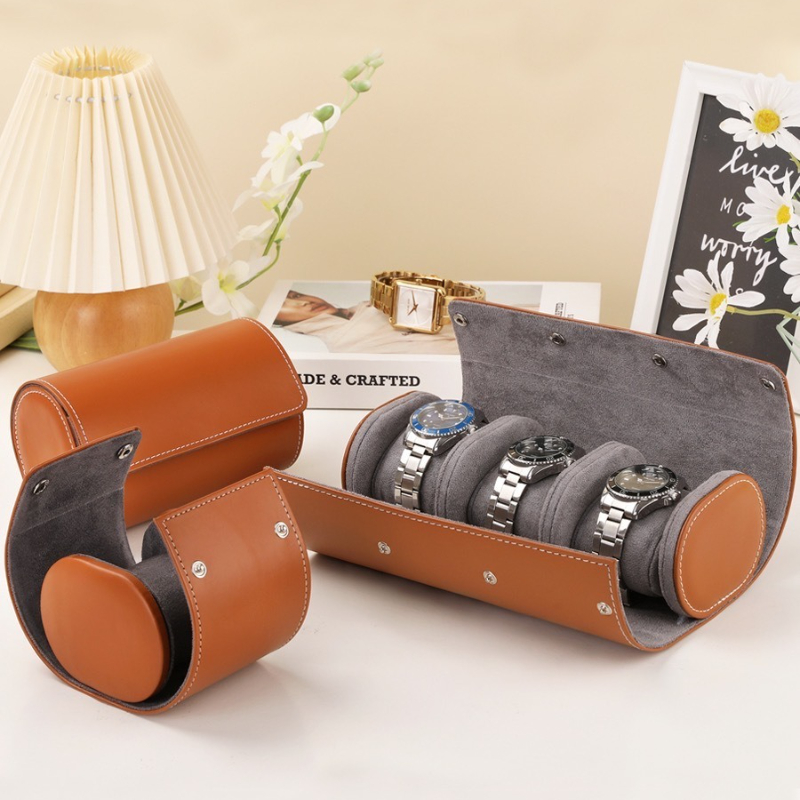 Portable Leather Watch Case Ro - огляд і ціна Watch Travel Roll Case 3 Slots Leather