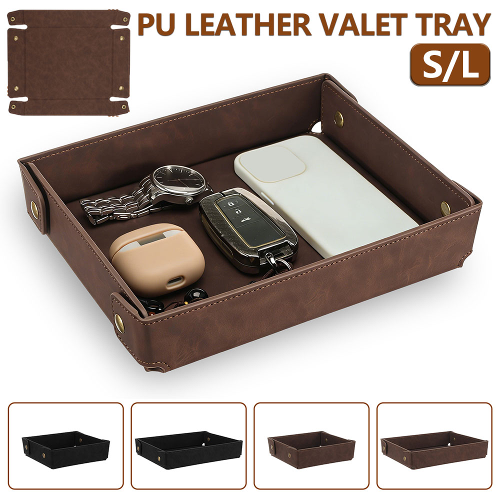 PU Leather Valet Tray Portable - огляд і ціна Valet Tray Nightstand Organizer Leather