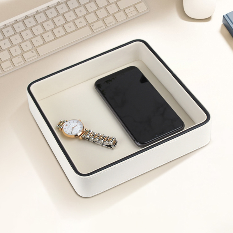 PU Leather Valet Tray Desktop  - огляд і ціна Valet Tray Nightstand Organizer Leather