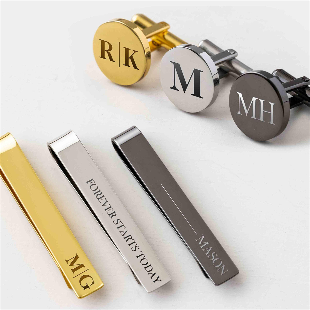 Men's Personalized Cufflinks a - огляд і ціна Tie Clip Bar Set Stainless Steel
