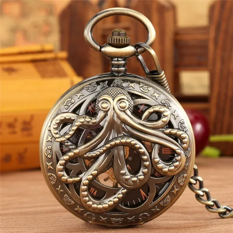 Vintage Octopus Design Men Wom - огляд і ціна Pocket Watch Mechanical Skeleton Vintage