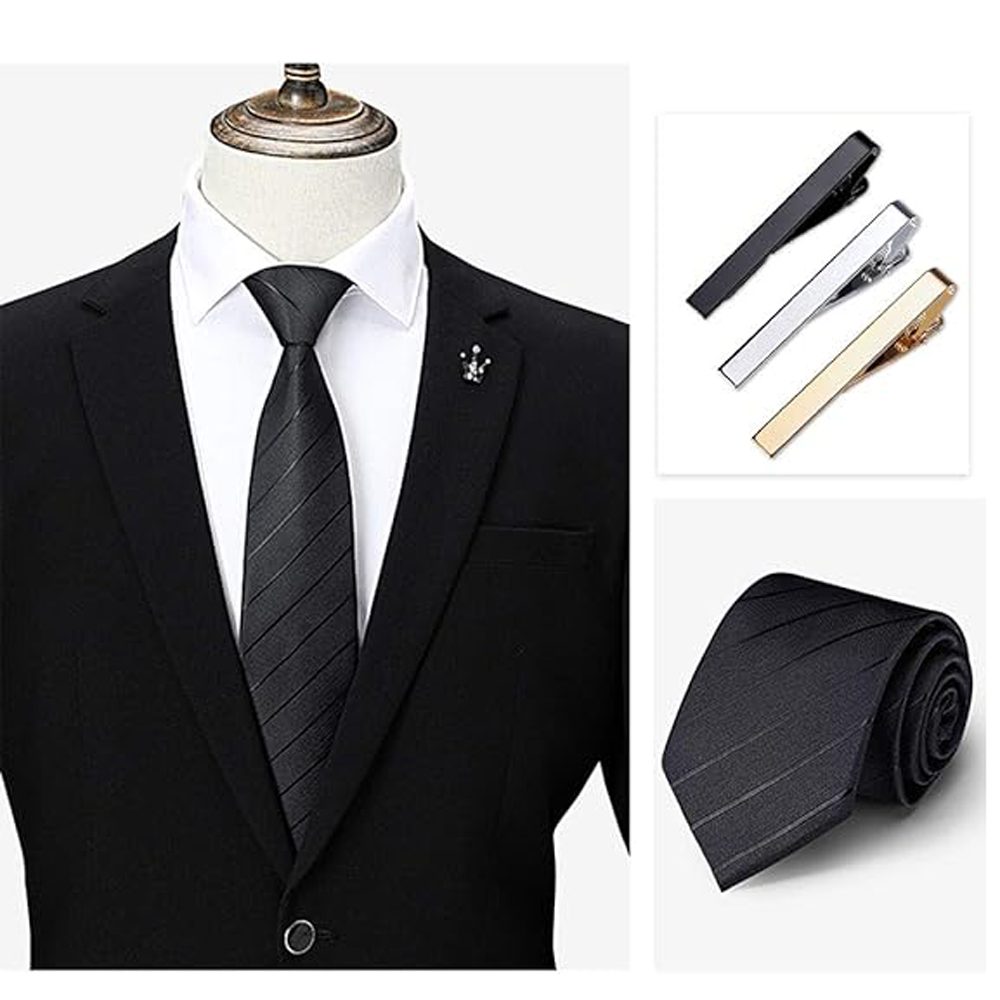 1 or 3 Pack Tie Clips for Men  - огляд і ціна Tie Clip Bar Set Stainless Steel