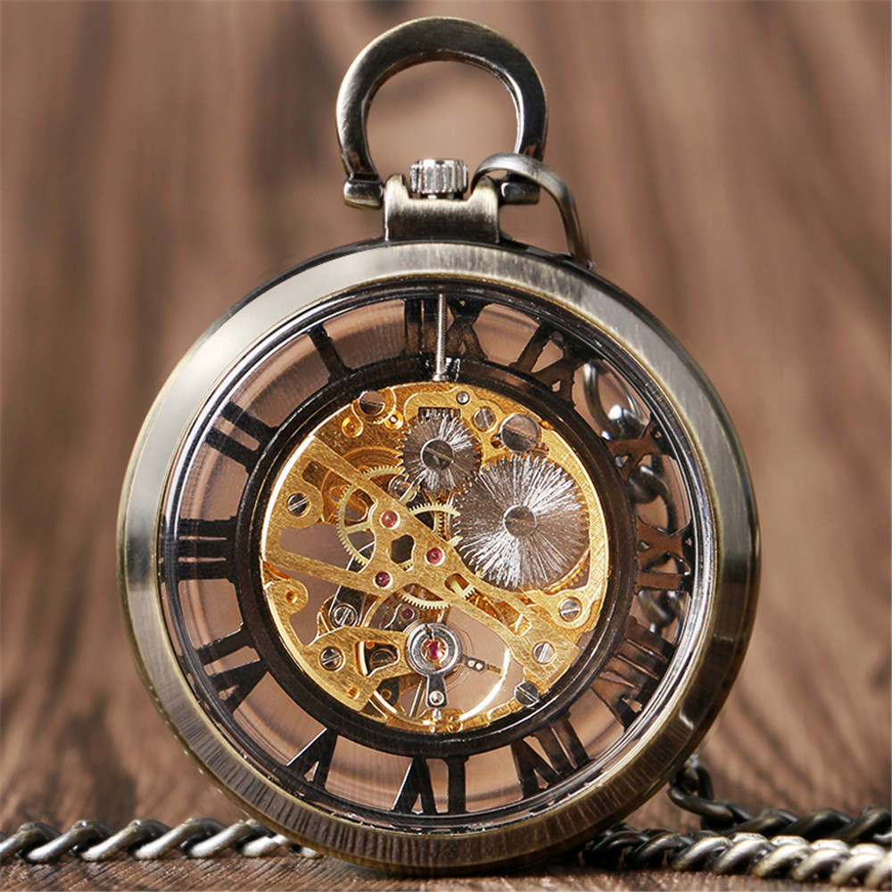 Transparent Skeleton Roman Num - огляд і ціна Pocket Watch Mechanical Skeleton Vintage