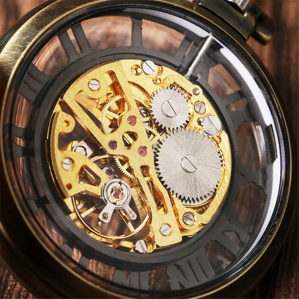 Transparent Skeleton Roman Num - огляд і ціна Pocket Watch Mechanical Skeleton Vintage