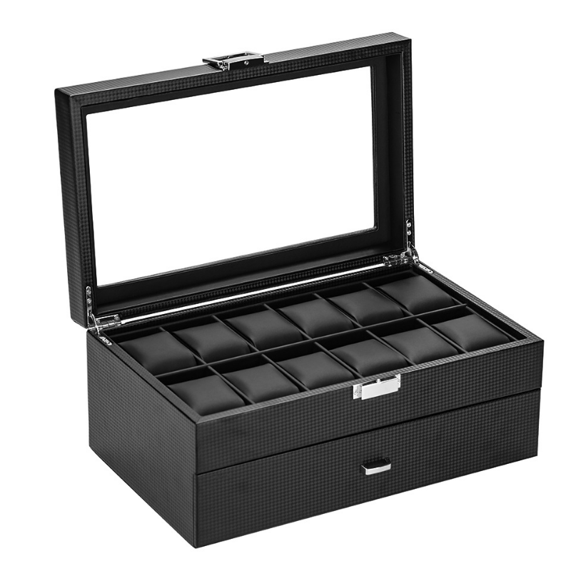 Luxury Watch Box Organizer Bla - огляд і ціна Watch Display Storage Box Carbon Fiber