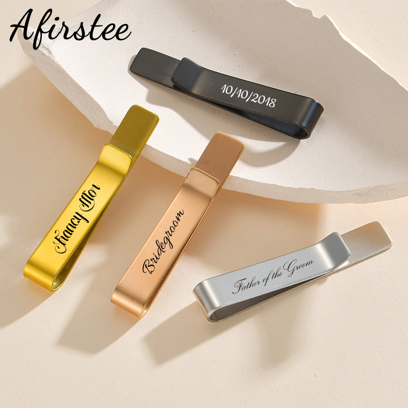 Afirstee Stainless Steel Engra - огляд і ціна Tie Clip Bar Set Stainless Steel