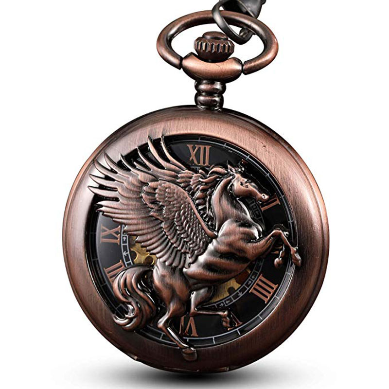 Vintage Fantasy Pegasus Horse  - огляд і ціна Pocket Watch Mechanical Skeleton Vintage