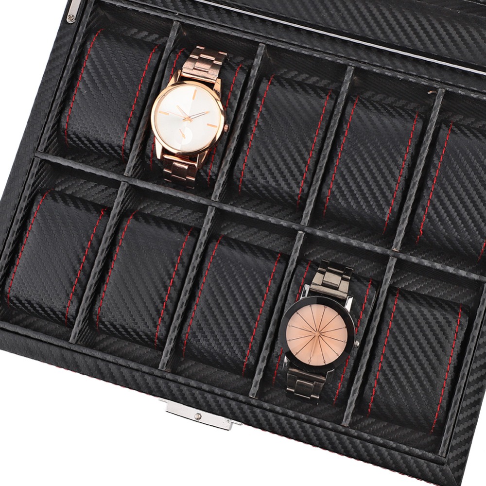 Carbon Fiber Texture Watch Box - огляд і ціна Watch Display Storage Box Carbon Fiber