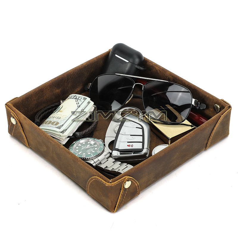 Valet Tray Desk Organizer, Lea - огляд і ціна Valet Tray Nightstand Organizer Leather
