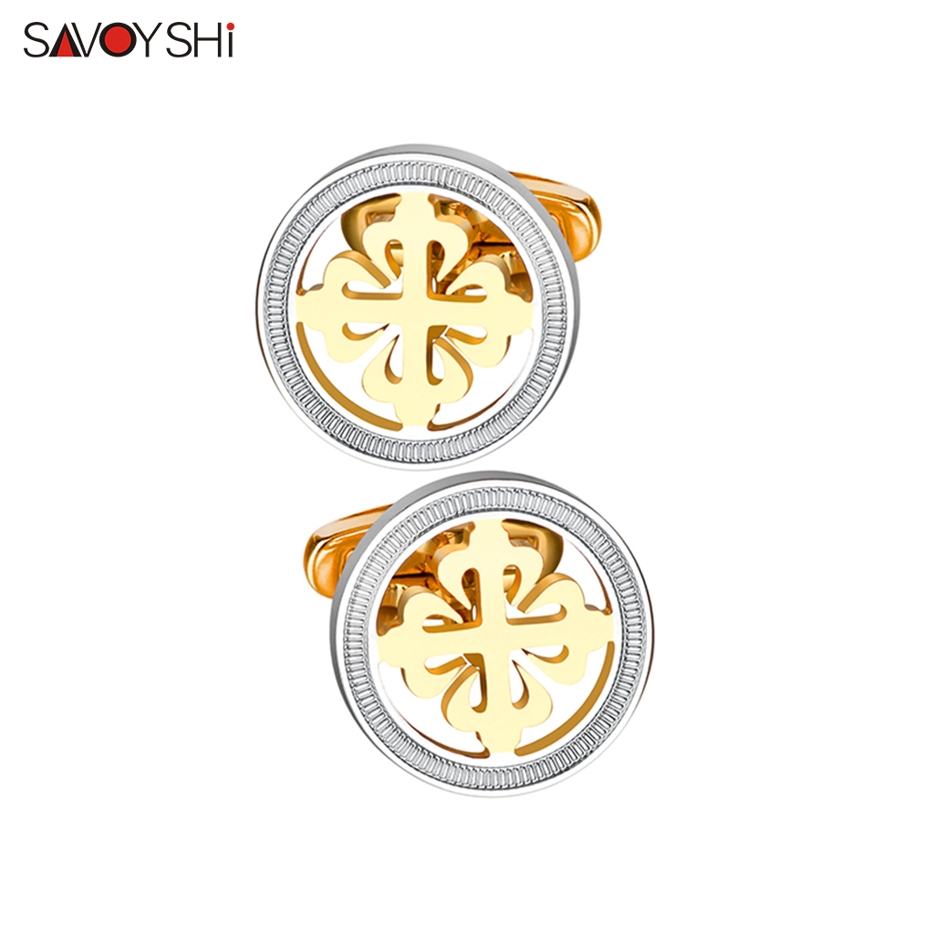 SAVOYSHI Luxury Hollow Iris Fl - огляд і ціна Cufflinks Men Stainless Steel Luxury