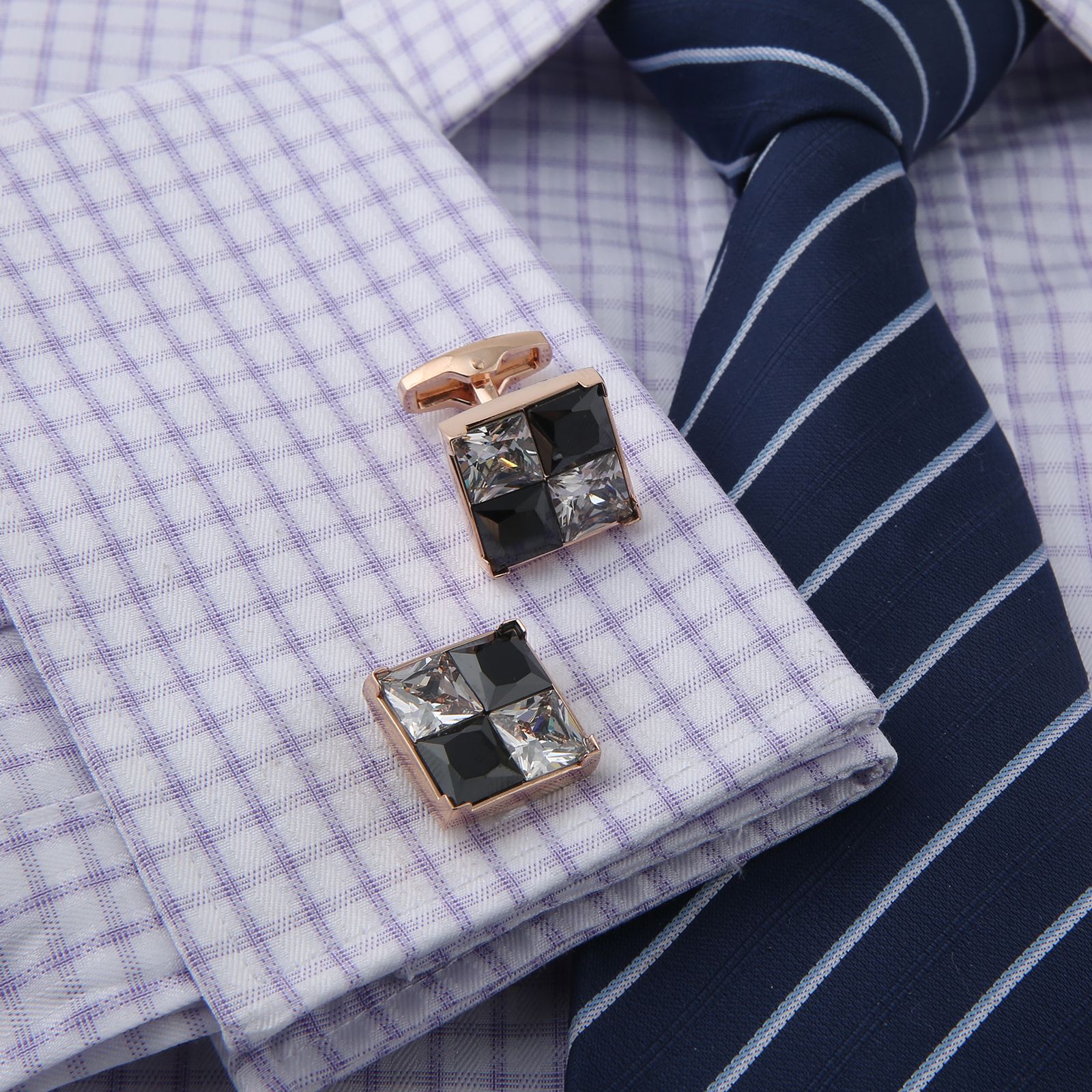 Luxury Mens Black White Crysta - огляд і ціна Cufflinks Men Stainless Steel Luxury