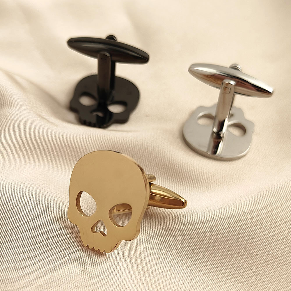 Halloween Skull 18k Gold-plate - огляд і ціна Cufflinks Men Stainless Steel Luxury