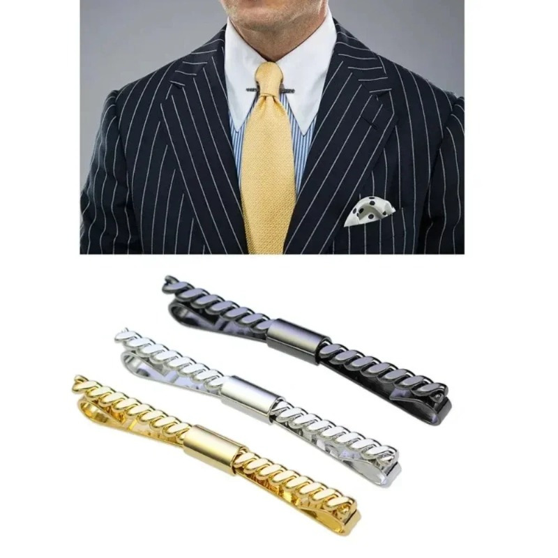 British style metal mesh tie c - огляд і ціна Cufflinks Men Stainless Steel Luxury