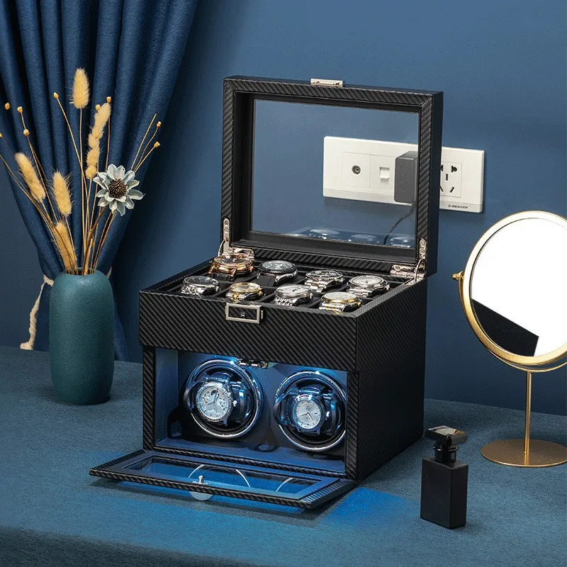 for New Watch Winder Box Mecha - огляд і ціна Watch Display Storage Box Carbon Fiber