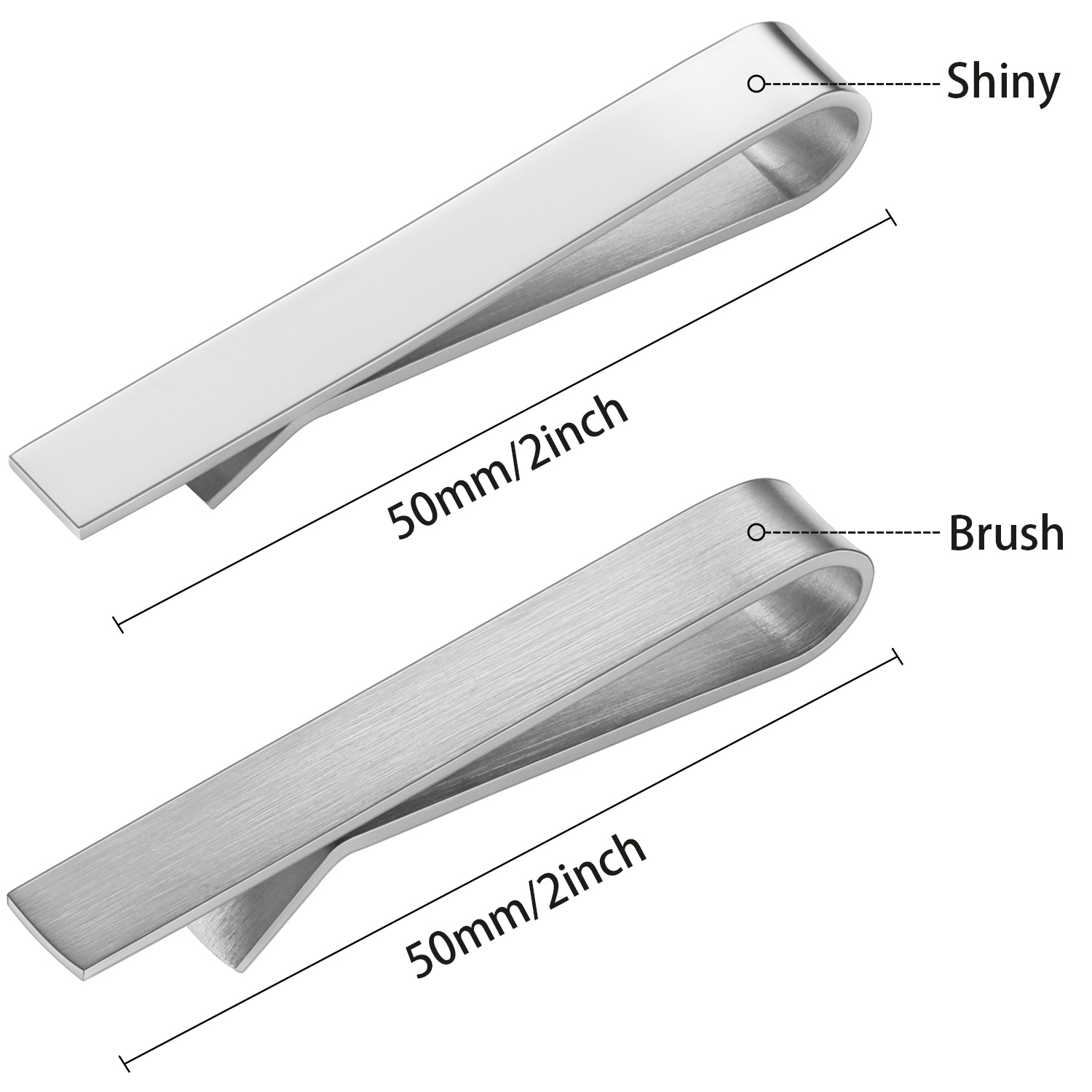 HAWSON 2 in shiny and brushTie - огляд і ціна Tie Clip Bar Set Stainless Steel