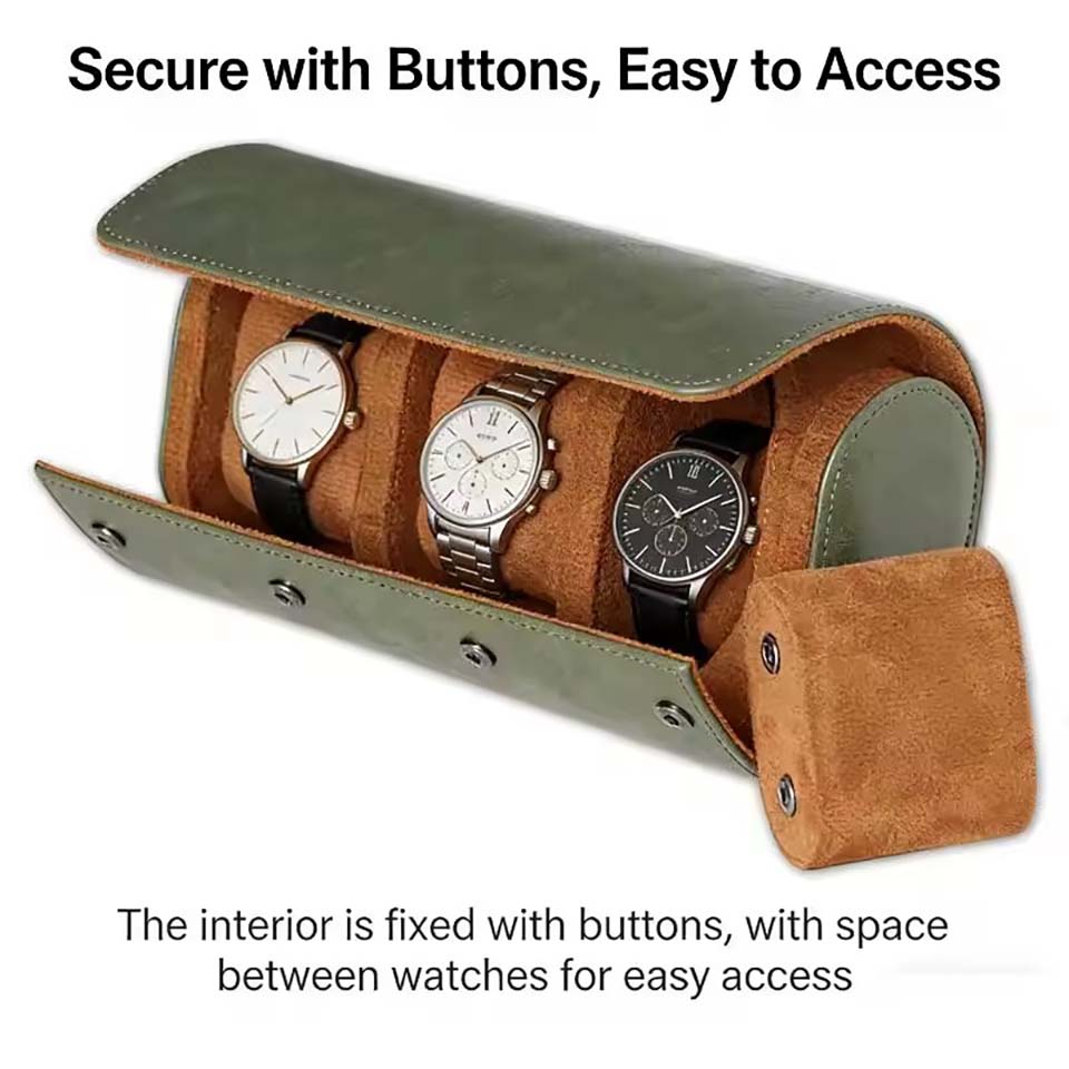 Watch Roll Travel Case 1/2/3-S - огляд і ціна Watch Travel Roll Case 3 Slots Leather