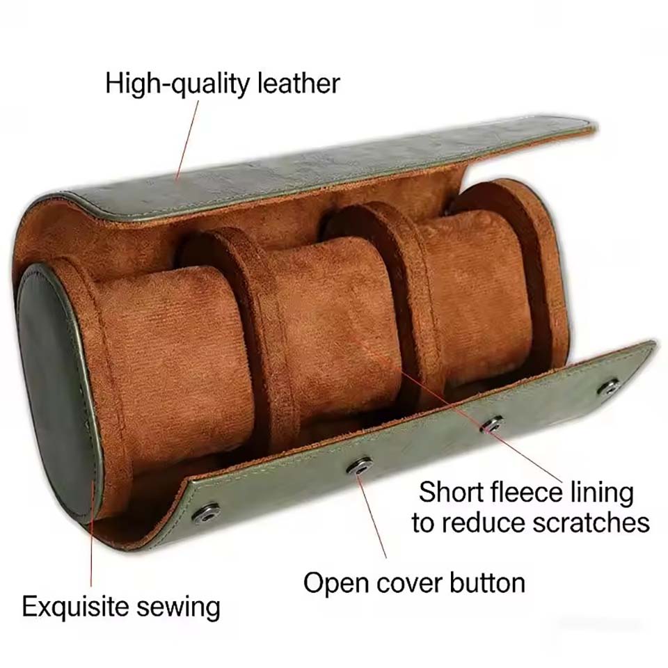 Watch Roll Travel Case 1/2/3-S - огляд і ціна Watch Travel Roll Case 3 Slots Leather