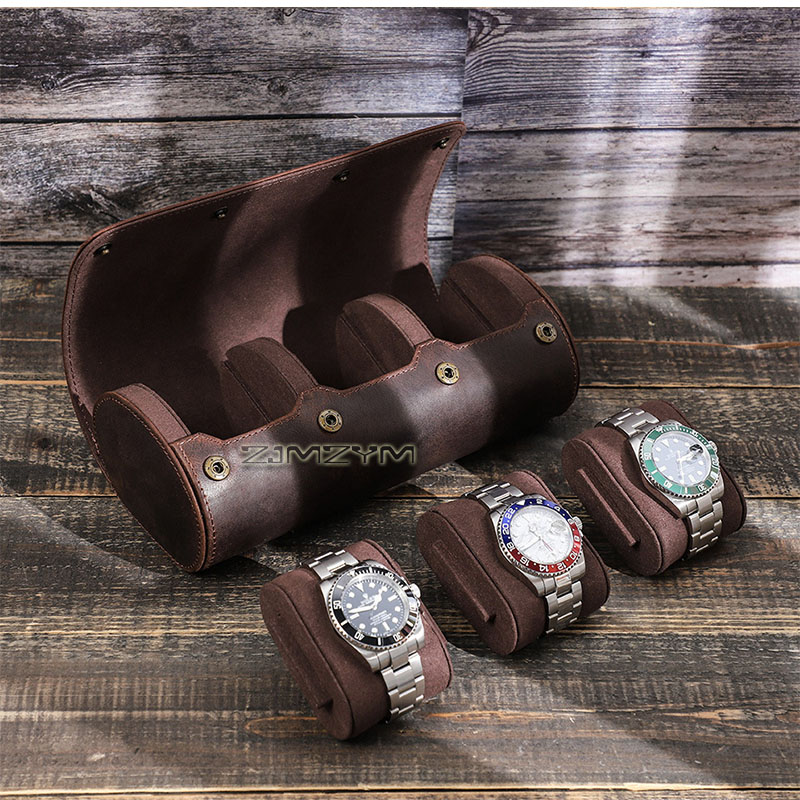 Genuine Cowhide Leather Watch  - огляд і ціна Watch Travel Roll Case 3 Slots Leather