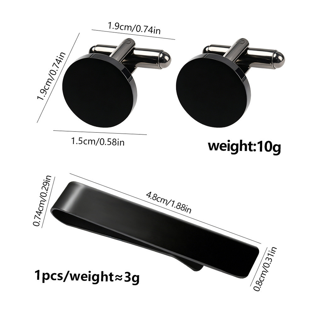 3 Sets Classic Round Cufflinks - огляд і ціна Tie Clip Bar Set Stainless Steel