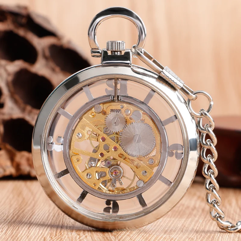 Transparent Hollow Hand Wind M - огляд і ціна Pocket Watch Mechanical Skeleton Vintage