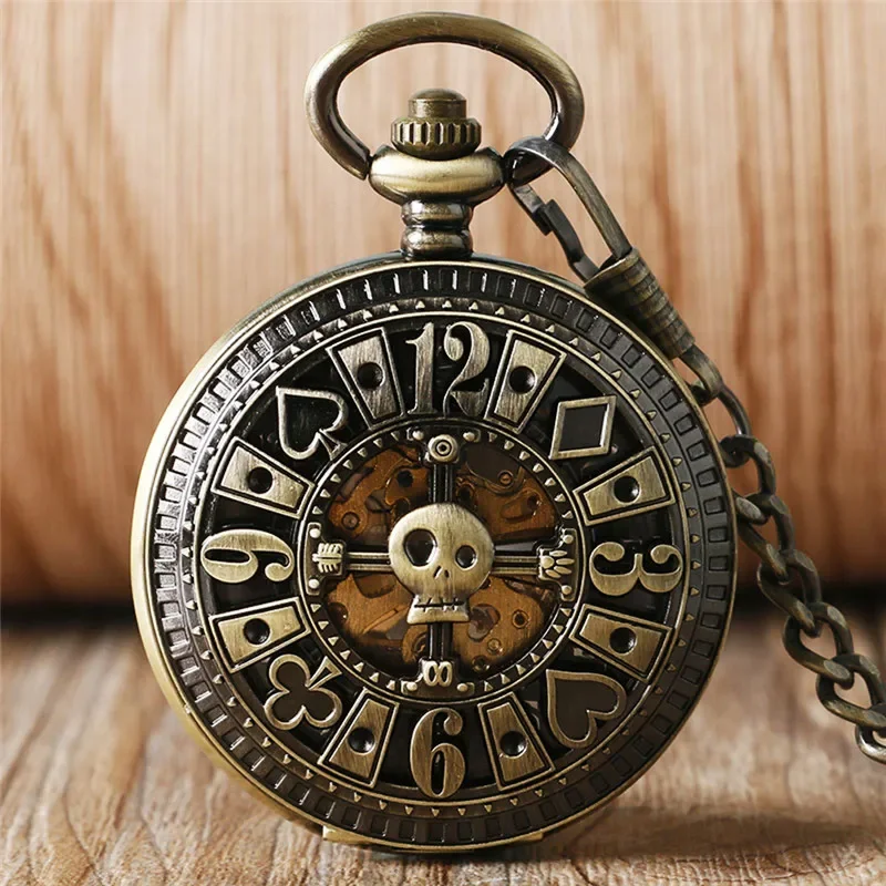 Vintage Poker Skull Head Skele - огляд і ціна Pocket Watch Mechanical Skeleton Vintage