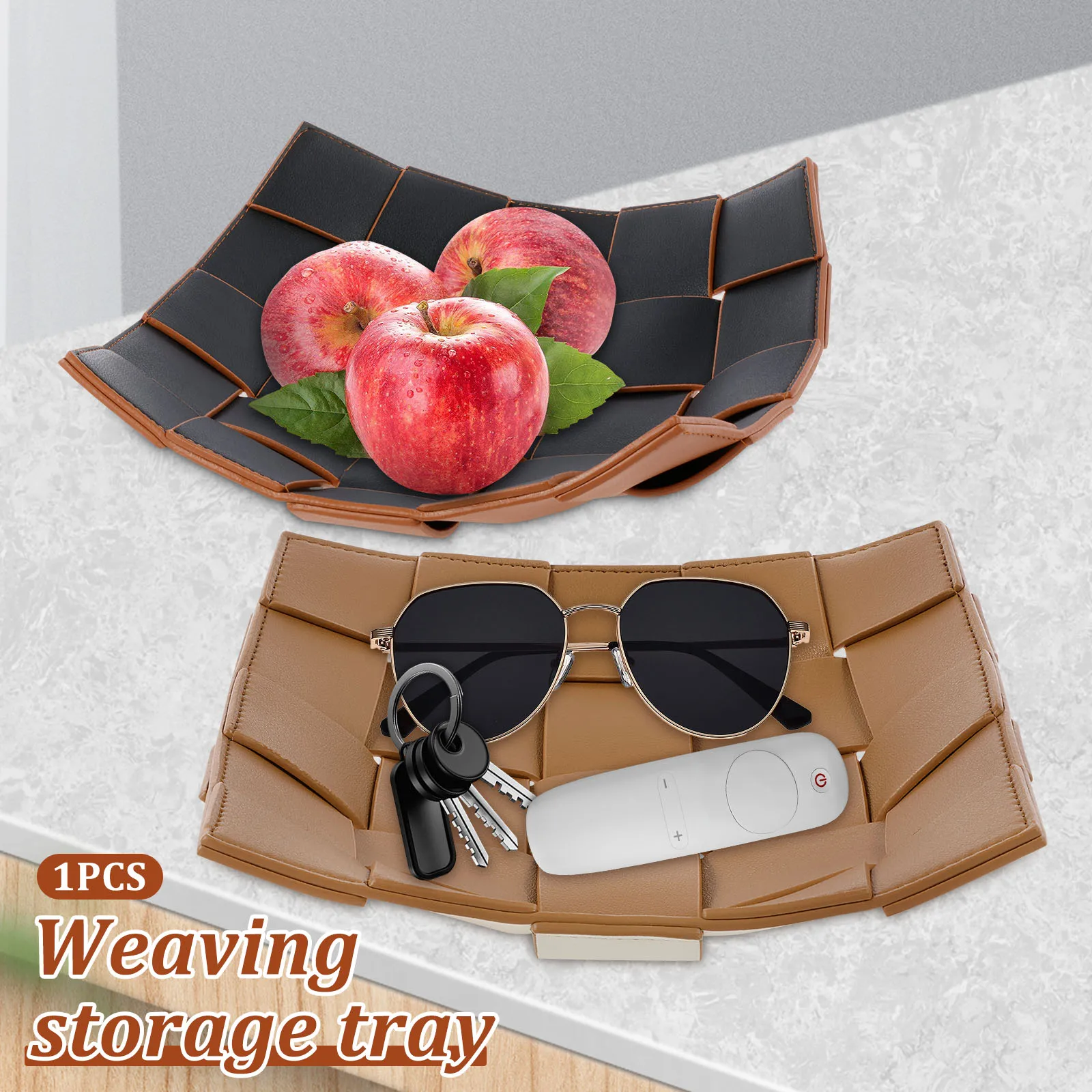 Valet Tray PU Leather Key Bowl - огляд і ціна Valet Tray Nightstand Organizer Leather