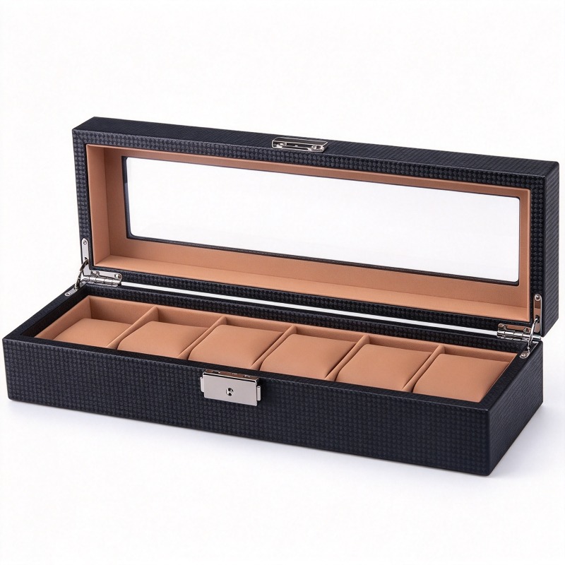 For Carbon Fiber Pattern 6-dig - огляд і ціна Watch Display Storage Box Carbon Fiber