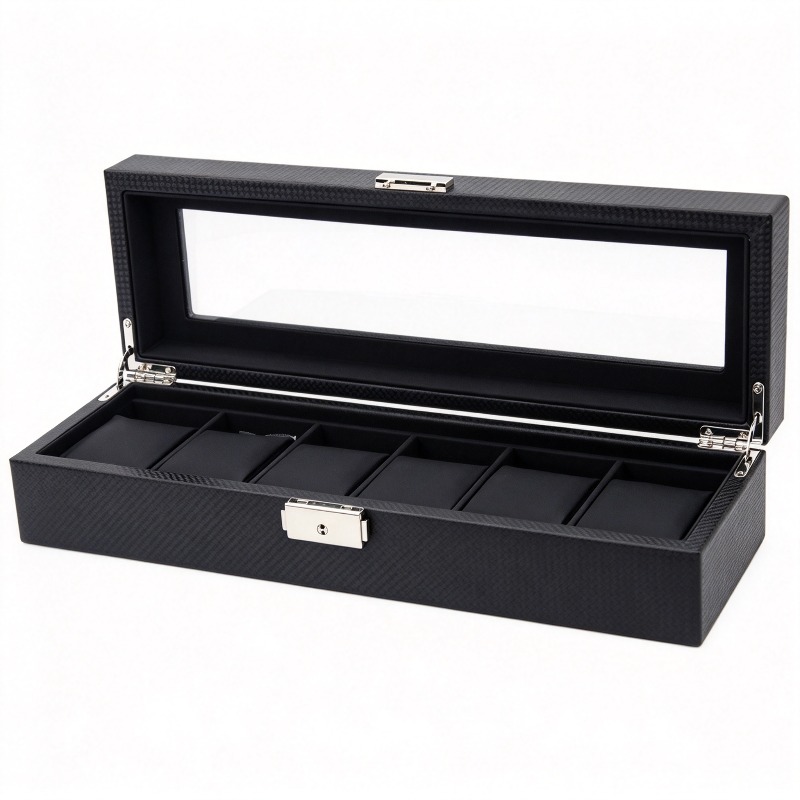 For Carbon Fiber Pattern 6-dig - огляд і ціна Watch Display Storage Box Carbon Fiber