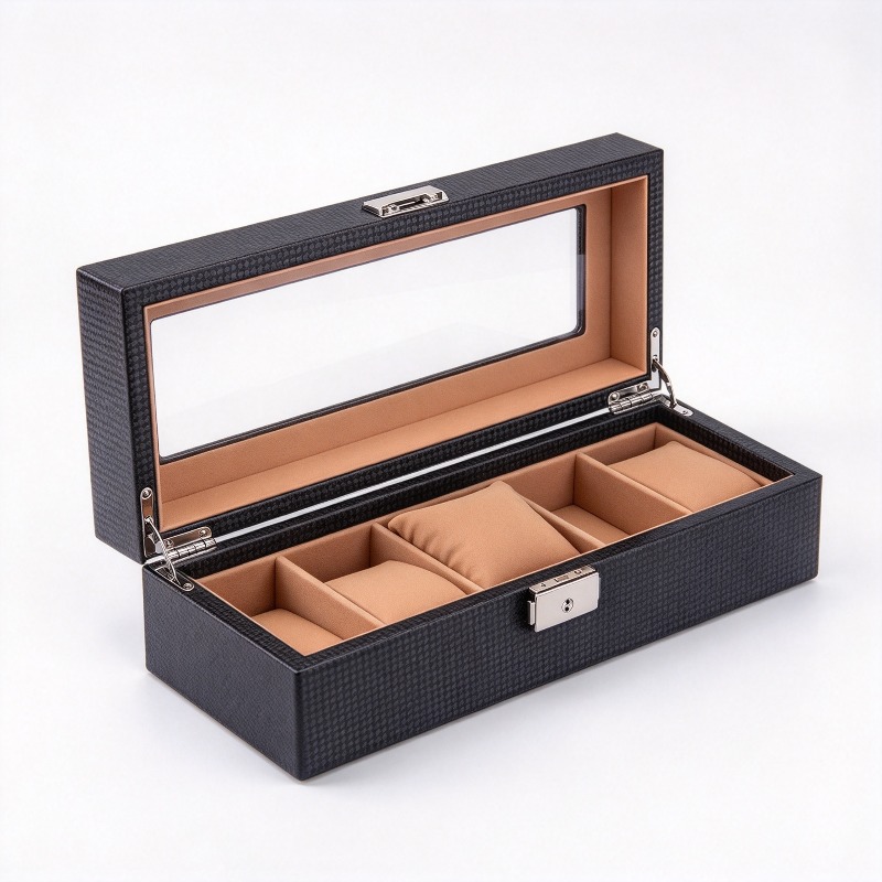 For Carbon Fiber Pattern 6-dig - огляд і ціна Watch Display Storage Box Carbon Fiber