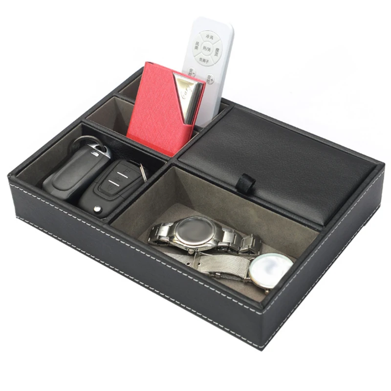 Wood Leather Tray Organizer Me - огляд і ціна Valet Tray Nightstand Organizer Leather