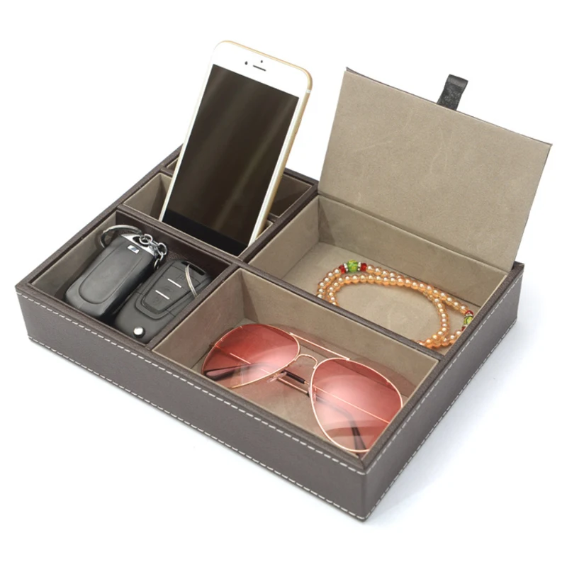 Wood Leather Tray Organizer Me - огляд і ціна Valet Tray Nightstand Organizer Leather