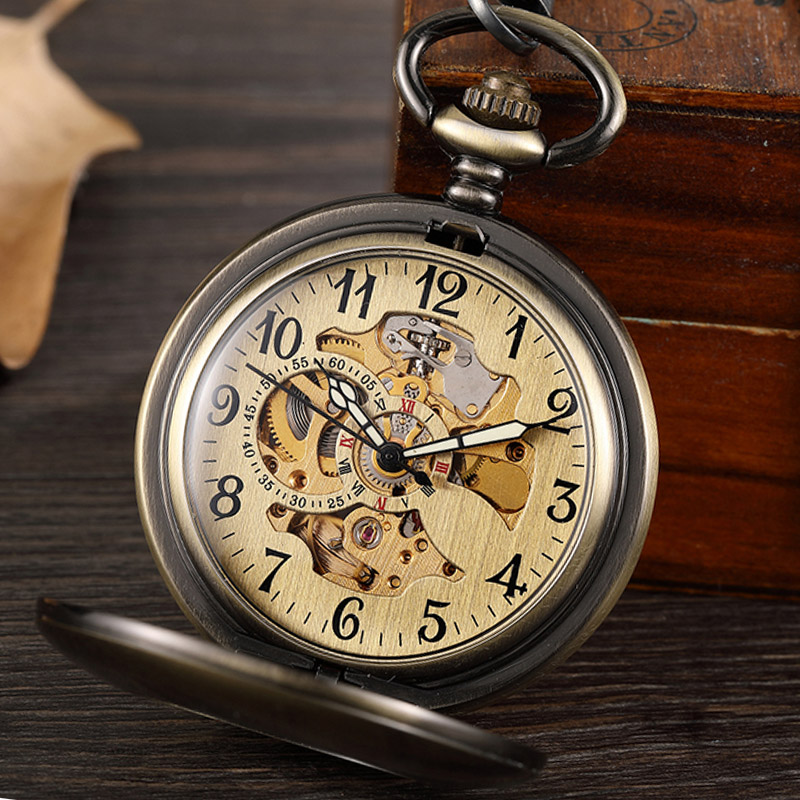 Vintage Bronze Skeleton Hand W - огляд і ціна Pocket Watch Mechanical Skeleton Vintage