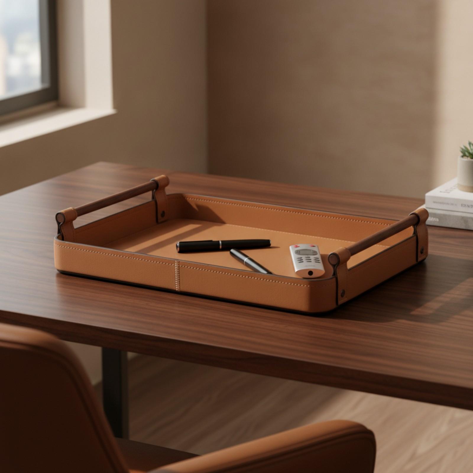 Storage Tray with Handles Leat - огляд і ціна Valet Tray Nightstand Organizer Leather