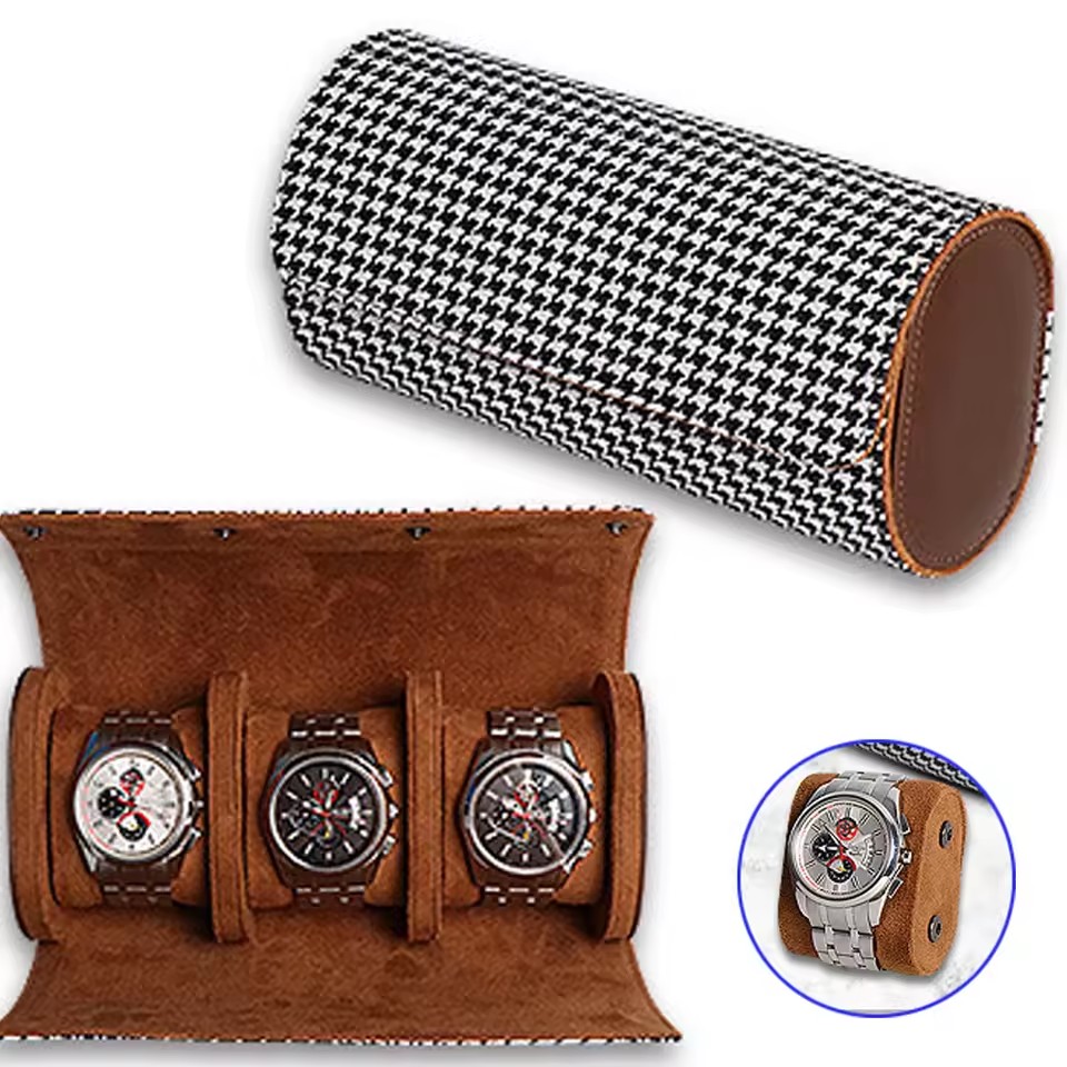 Watch Roll Travel Case-1/2/3 S - огляд і ціна Watch Travel Roll Case 3 Slots Leather