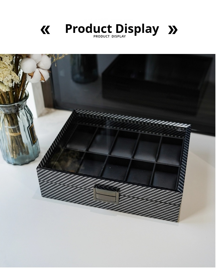 Virtorix Carbon Fiber Texture1 - огляд і ціна Watch Display Storage Box Carbon Fiber