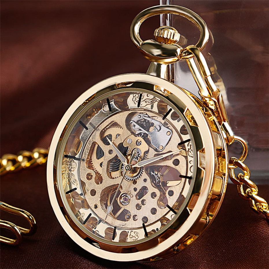 Transparent Open Face Hollow S - огляд і ціна Pocket Watch Mechanical Skeleton Vintage